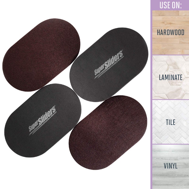 Super Sliders 9 1/2â€ x 5 3/4â€ Reusable XL Heavy Furniture Sliders, Felt Floor Protectors for Hardwood Floors, Brown (8 Pack) - Image 3